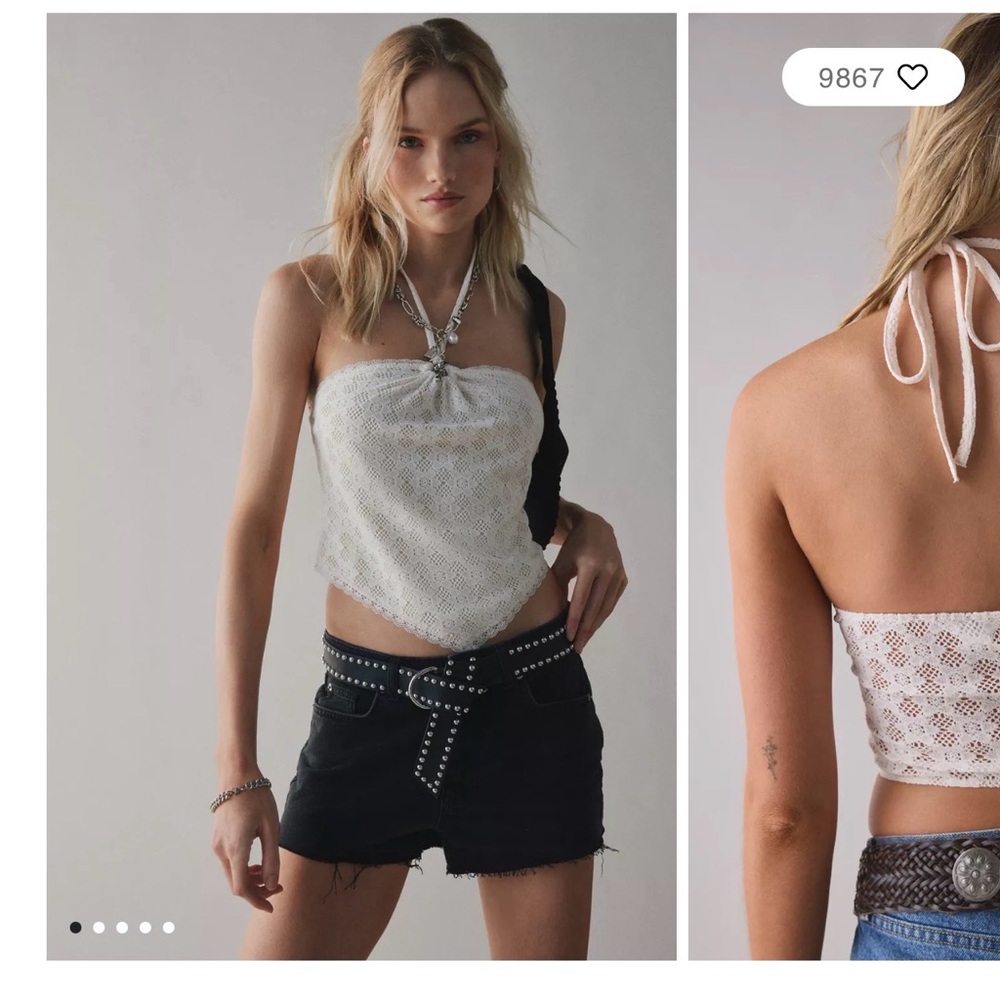 NWT Kimchi Blue Mya Y-Neck Halter Crop Top